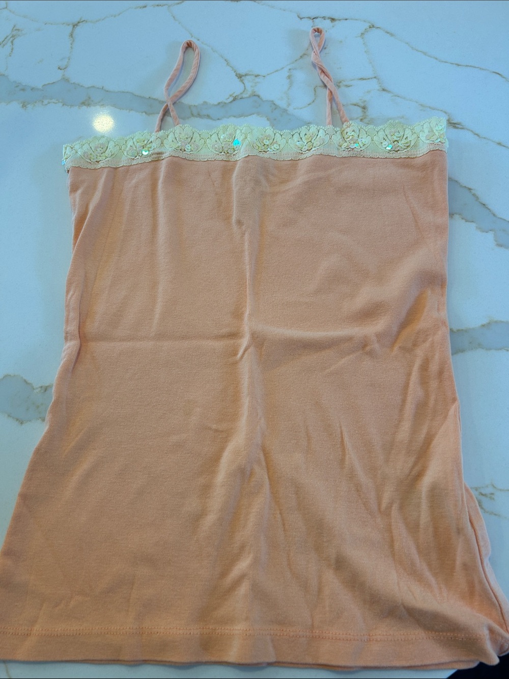 Peach Lace-Trim Sleep Chemise with Adjustable Straps